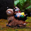 Garden Gnomes Decor Outdoor Statues Gnome on Highland Cow Hold Solar Cup Light Outdoor Decorations for Patio,Yard and Gift for Mom by GreenHaven Gardens