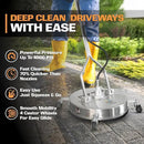 EDOU Dual 24" Pressure Washer Surface Cleaner - Surface Cleaner with Wheels - Heavy Duty Composite, 4,500 PSI Max Working Pressure - Includes 3/8 Inch Quick Connector Kit and Teflon Tape by GreenHaven Gardens