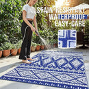 OLANLY Outdoor Rug Waterproof 6x9 ft, Reversible Outdoor Plastic Straw Rug, Boho Patio Rug, Indoor Outdoor Carpet, RV Mat Outside for Patio, Camp, Picnic, Balcony, Deck, Backyard, Blue & White by GreenHaven Gardens