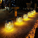 Cooo 6 Pack Crackle Glass Solar Lantern with 30 LED Firefly Lights– Waterproof Outdoor Hanging Lamp 215% Larger Solar Panel, Anti-Rust Lids Decorative Lighting for Garden Patio Table by CozyNest Decor