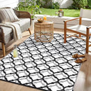 OLANLY Reversible Outdoor Rug 9x12 ft Clearance, Waterproof Outdoor Plastic Straw Rug with Interlacing Pattern, RV Mat for Patio, Camping, Balcony, Deck, Backyard, Black & White by CozyNest Decor