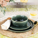 GBHOME Ceramic Dinnerware Sets for 6, 18 Pieces Stoneware Plates and Bowls Sets, Reactive Glaze Dishes -Scratch Resistant, Dishwasher&Microwave Safe, Earth Green by CozyNest Decor