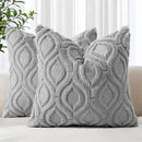 decorUhome Fall Throw Pillow Covers 18x18 Inch Set of 2, Soft Plush Decorative Faux Fur Grey Solid Couch Pillow Covers, Accent Farmhouse Neutral Square Euro Pillow Cases for Sofa Bed Living Room by CozyNest Decor