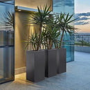 Metallic Heavy Tall Outdoor/Indoor Planter Box, Seamless Metal Planter, Rectangular, 14”Lx14”Wx30”H, 25 Pounds, Dark Gray, No Assembly, 1 Pack by CozyNest Decor