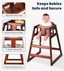 Alpine Wooden High Chairs for Babies and Toddlers with Safety Strap, Commercial Grade Restaurant High Chair, Durable Wood Space Saver Baby Feeding Chair, Ideal for Dining Spaces (2 Pack, Mahogany) by TinyTreasures Baby Boutique