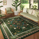 5x7 Washable Rug Vintage Floral Botanical Area Rug Non Slip Low Pile Large Rugs for Living Room, Bedroom, Farmhouse, Dining Room, Kids Playroom, Green by TinyTreasures Baby Boutique