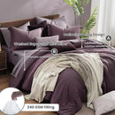 Monbix Queen Comforter Set - 7 Pieces Cationic Dyeing Italian Plum Bed in a Bag Queen Bedding Sets with Comforter, Sheets, Pillowcases & Shams, Reversible Bedding Comforters Sets by CozyNest Decor