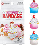 BioSwiss Bandages, Cupcake Shaped Self Adhesive Bandage, Latex Free Sterile Wound Care, Fun First Aid Kit Supplies for Kids, 24 Count by TinyTreasures Baby Boutique