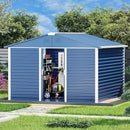 Metal Outdoor Storage Shed 10FT x 10FT, Steel Utility Tool Shed Storage House with Sliding Door, Metal Sheds Outdoor Storage for Backyard Garden Patio Lawn, Blue by GreenHaven Gardens