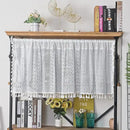 Sutuo Home Boho Sheer Curtain Valance Tier Crochet Lace with Bohemian Hollow Knitted Handmade Tassels, Short Farmhouse Window Treatment for Kitchen Cafe, Rod Pocket, 1 Panel 59" W x 36" L, White by CozyNest Decor
