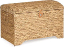 Handwoven Storage Basket with Lid, 178L Wicker Storage Bin, Natural Water Hyacinth, Leather Buckle & Metal Frame, Metal Ring Handles for Easy Transport, Storage Chest & Trunk for Bedroom, Living Room by CozyNest Decor