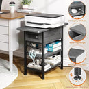 End Table with Charging Station, Flip Top Nightstand with USB Ports and Outlets,Couch Side Table with Fabric Bag and Hooks, Bedside Table for Space Saving, Living Room, Bedroom (Grey) by CozyNest Decor