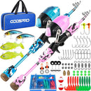 ODDSPRO Kids Fishing Pole Pink, Portable Telescopic Fishing Rod and Reel Combo Kit - with Spincast Fishing Reel Tackle Box for Girls, Youth by TinyTreasures Baby Boutique