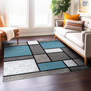 Rugshop Contemporary Modern Boxes for Home Office,Living Room,Bedroom,Kitchen Non Shedding Square Area Rug 6'6" x 6'6" Blue by TinyTreasures Baby Boutique