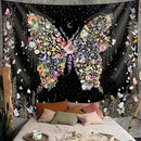 Damanse Butterfly Tapestry Wall Hanging Cute,Boho Wall Tapestry for Bedroom Aesthetic,Flower Living Room Decor for Teen Girls (Black, 49.20" x 59.10") by CozyNest Decor