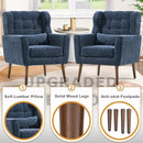 Modern Accent Chair, Upholstered Armchair with Pillow, Fabric Single Sofa Chair with Lounge Seat and Wood Legs Accent Chair for Living Room Bedroom Small Spaces (Dark Blue) by CozyNest Decor