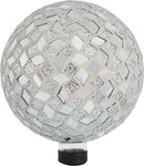 Sunnydaze 10-inch Gazing Ball for Garden - Crackled Glass Mosaic Gazing Globe for Outside - Mirrored Diamond Mosaic by CozyNest Decor