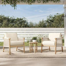 CHITA Boho Patio Rattan Chair Set of 2, Outdoor Wicker Chair with 7.1″ Thickened Cushions Acacia Wood Frame(Cream) by CozyNest Decor