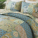 NEWLAKE Quilt Set Twin Size, 100% Cotton Patchwork Green Bohemian Quilt Sets, Reversible Bedspread Lightweight and Breathable for All Seasons, Soft Quilted Bedspread by CozyNest Decor