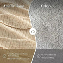 Amélie Home Luxury Striped Faux Fur Throw Blanket for Couch, Embossed Split Fur Cozy Fuzzy Fluffy Luxurious Soft Plush Sofa Chair Bed Gift Blankets for Women Men Wife Friend, 88"x90", Beige by CozyNest Decor