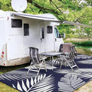 GENIMO Outdoor Rug 10' x 14' Waterproof for Patios Clearance, Reversible Outdoor Plastic Straw Camping Rug Carpet, Large Area Rugs Mats for RV, Camper, Deck, Balcony, Porch, Beach, Navy Blue&White by CozyNest Decor