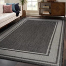 Beverly Rug Large Outdoor Rug 9x12 Modern Bordered Area Rugs for Indoor and Outdoor Patio Deck Porch Garden Waterproof Weather Sun Resistant Washable Outside Carpet (9 x 12 Dark Gray) by CozyNest Decor