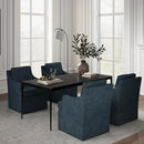 VKNOW Upholstered Dining Chairs Set of 4, Modern Kitchen Chairs Dinner Chairs with 4 Casters, Linen Armchair for Bedroom Reading Room Living Room, Navy by CozyNest Decor