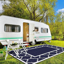 GENIMO 10' x 14' Outdoor Rug Waterproof for Patio, Foldable Reversible Plastic Straw Area Rugs Mat for Rv Decor, Outside Carpet for Camper, Deck, Picnic, Beach, Balcony, Porch, Blue & White by GreenHaven Gardens