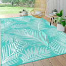 Pauwer Waterproof Outdoor Rug 8x10, Reversible Plastic Straw Patio Camping Rug, Indoor Outdoor RV Mat Carpet for Deck, Camper, Porch, Balcony, Backyard, Picnic, Leaf Light Blue by GreenHaven Gardens