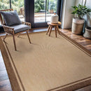 CAMILSON Outdoor Rug 5x7 Bordered Natural Brown Modern Area Rugs for Indoor and Outdoor Patios, Kitchen and Hallway Mats, Washable Porch Deck Outside Carpet (Border Jute, 5 x 7) by GreenHaven Gardens