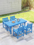 HDPE Patio Dining Set, 5-Piece Outdoor Table and Chairs with Umbrella Hole, Modern Outdoor Dining Set for 4, HDPE Outdoor Patio Furniture Dining Sets for Deck, Poolside, Porch, Sky Blue by CozyNest Decor