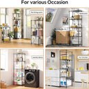 5 Tiers Shelf Metal Storage Shelves Wire Rack Closet Organizers with Wheel for Garage Kitchen Bathroom Laundry Black 11.8" D x 17.7" W x 55" H by CozyNest Decor