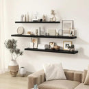 Fun Memories 55 Inch Floating Shelves for Wall 2 Pack Shelves for Bedroom|Kitchen|Bathroom 55 x 9.3 Inch Wood Floating Shelf with Invisible Brackets for Books|Storage|Decor, Black by CozyNest Decor