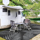 GENIMO Outdoor Rug 10' x 14' Waterproof for Patios Clearance, Reversible Outdoor Plastic Straw Camping Rug Carpet, Large Area Rugs Mats for RV, Camper, Deck, Balcony, Porch, Beach, Picnic, Black&Grey by CozyNest Decor