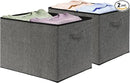 SIMPLE HOUSEWARE 15 x 13 Inch Collapsible Fabric Storage Bin with Handles, 2 Pack, Dark Gray by CozyNest Decor