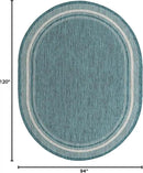 Unique Loom Outdoor Border Collection Area Rug - Soft Border (7' 10" x 10' Oval, Teal/ Ivory) by GreenHaven Gardens