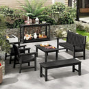 Outdoor Console Table, 48" Weather Resistant HIPS Patio Side Table, 440LBS Weight Capacity, 2-Tier Multifunctional Buffet Bar Storage Organizer for Garden Deck, Black by GreenHaven Gardens