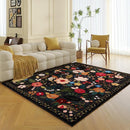 Living Room Rug 5x7 Rug Machine Washable Boho Area Rug Non Slip Floral Vintage Low Pile Large Rugs for Living Room, Bedroom, Farmhouse, Dining Room, Kids Playroom(Black) by CozyNest Decor