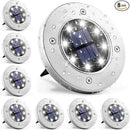 GIGALUMI 8 Pack Solar Ground Lights, 8 LED Solar Powered Disk Lights Outdoor Waterproof Garden Landscape Lighting for Yard Deck Lawn Patio Pathway Walkway (White) by GreenHaven Gardens