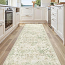 Green 2x6 Runner Rug for Hallways Bed Side Kitchen, Boho Washable Distressed Low-Pile Floor Entryway Long Bathroom Mat, Non-Slip Laundry Room Washstand Front Carpet Green 24x72 Inch by TinyTreasures Baby Boutique