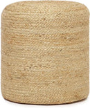 REDEARTH · Cylindrical Pouf Ottoman - Braided Pouffe Accent Sitting Round Footrest for Living Room, Bedroom, Nursery, kidsroom, Patio, Gym; 100% Jute Set of 2 (14.5"X14.5"X16"; Natural) by CozyNest Decor