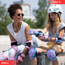 SKATEWIZ Skateboard Pads Protective Gear Set for Kids - Smash - Roller Skate Pads [6pc] - Elbow Pads Roller Derby and Knee Pads Kids Skating with Wrist Guards for Kids and Adults by TinyTreasures Baby Boutique
