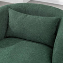 KINWELL 34" Wide Boucle Swivel Barrel Chairs Set of 2, No Assembly Round Upholstered Armchairs Accent Chairs Single Sofa Chair with Toss Pillow for Living Room and Bedroom, Green by CozyNest Decor