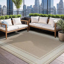Beverly Rug Large Outdoor Rug 10x14 Modern Bordered Area Rugs for Indoor and Outdoor Patio Deck Porch Garden Waterproof Weather Sun Resistant Washable Outside Carpet (10 x 14 Beige) by CozyNest Decor