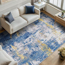 Washable Area Rugs 8'x10' Non-Slip Modern Abstract Soft for Living Room Entryway Bedroom Nursery, Print Pattern, Grey Blue Gold/Golden by TinyTreasures Baby Boutique
