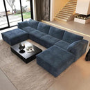 157.5" U Shaped Modern Sofa Modular Sectional Cloud Couch with 2 Ottoman,Deep Seat Upholstered Couches with Corduroy Fabric for Living Room Furniture,Bedroom and Apartment,No Assembly Required,Blue by CozyNest Decor