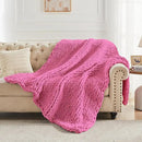 Carriediosa Chunky Knit Throw Blanket 50" X 60", 100% Hand Made Large Chenille Loop Yarn Soft Fluffy Throws for Couch Sofa Bed, Big Crochet Cozy Heavy Thick Cable Woven Blankets, Hot Pink by CozyNest Decor