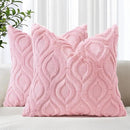 decorUhome Throw Pillow Covers 16x16 Inch Set of 2, Soft Plush Decorative Faux Fur Light Pink Solid Couch Pillow Covers, Accent Farmhouse Neutral Square Euro Pillow Cases for Sofa Bed Living Room by CozyNest Decor
