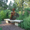 Copper Toned Fairy Holding Knees with Blue Accents Garden Statue, Whimsical Outdoor Decor, 13 Inches by CozyNest Decor
