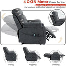 4 OKIN Motor Power Lay Flat Lift Recliner Chair for Elderly Adults Oversized Recliners with Massage Heat, Adjustable Head-Back-Lumbar-Leg-Support, Extended Footrest, 2 Cup Holders by CozyNest Decor